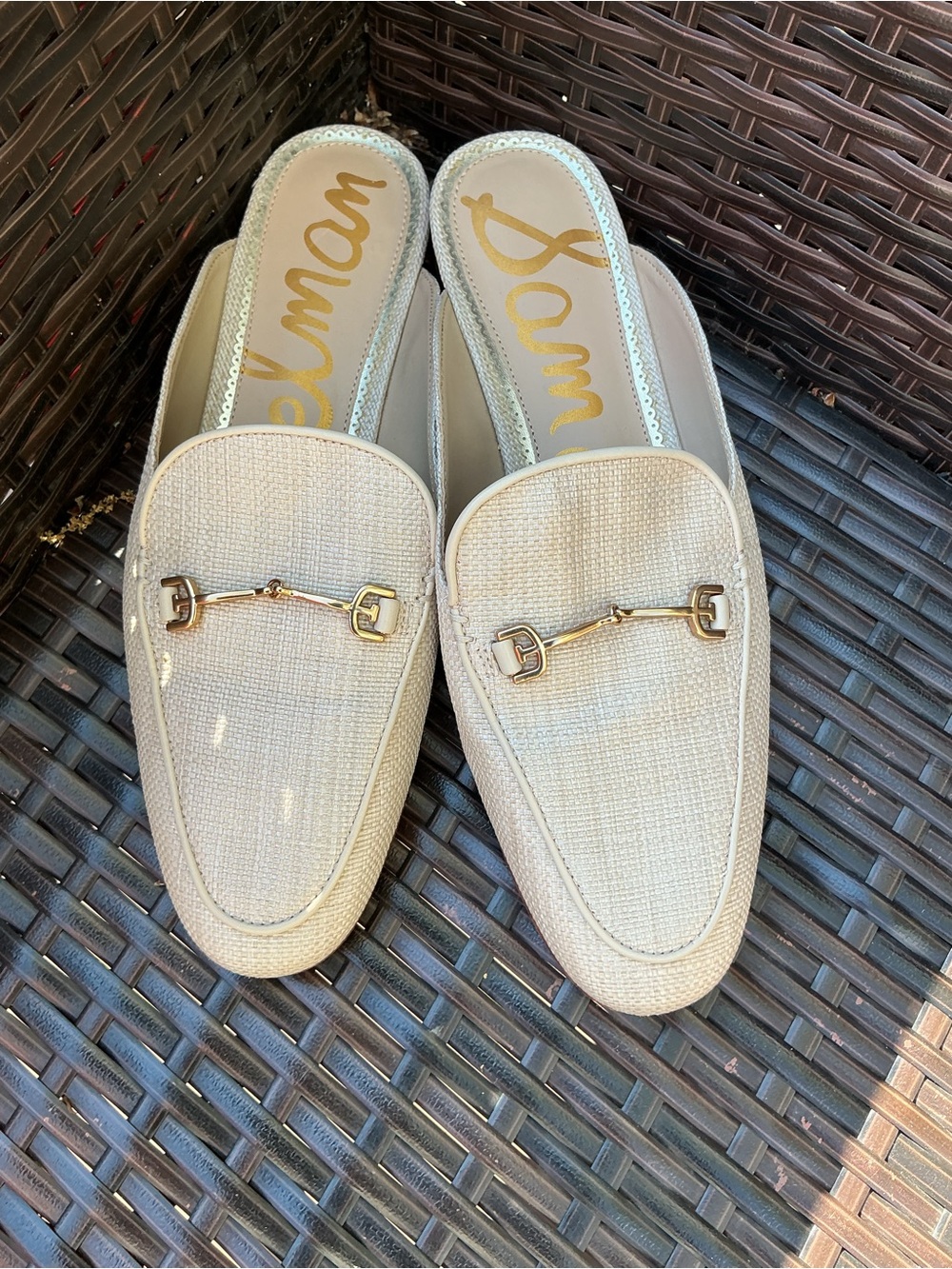 Sam Edelman weave like Slides with Gold Decoration
